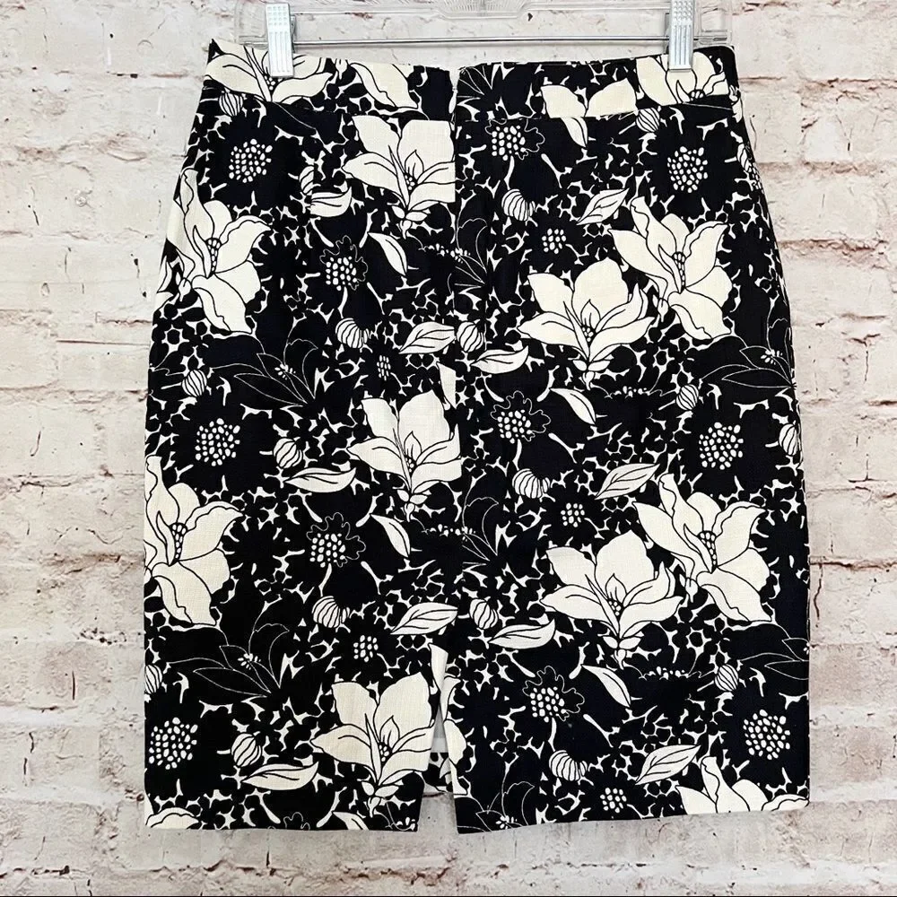 J. Crew the pencil skirt floral raffia